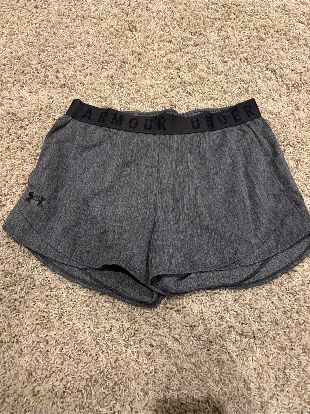 Under Armour Women's Charcoal Athletic Shorts with Black Waistband